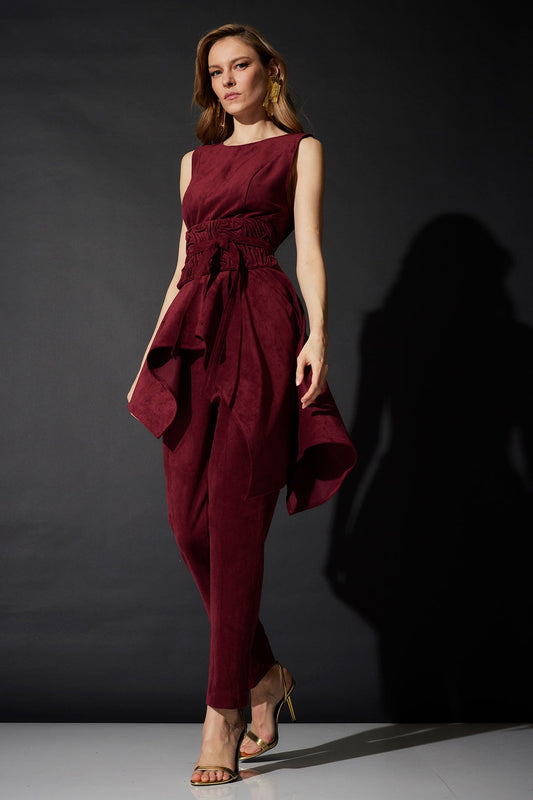 Vegan Luxe Suede Cascade Top Ruby