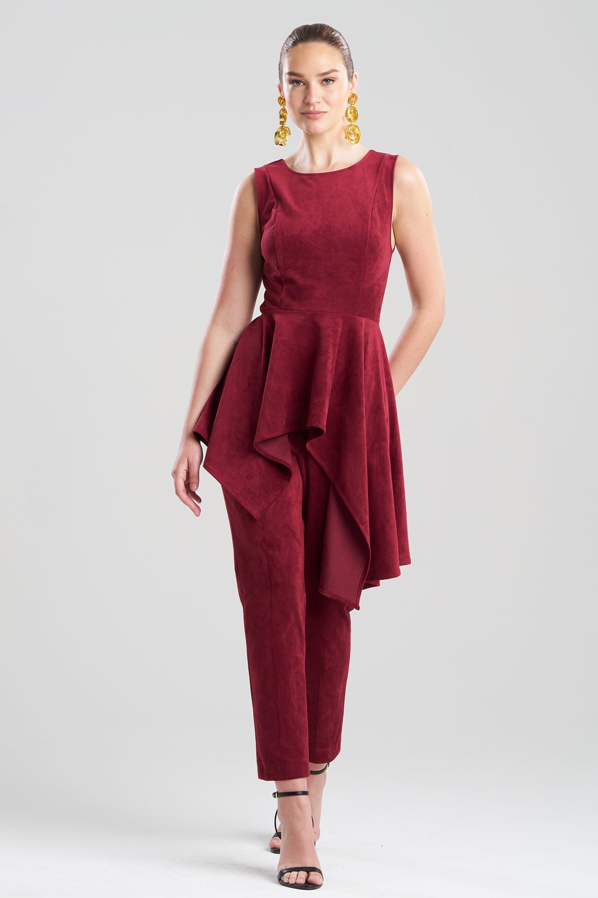 Vegan Luxe Suede Cascade Top Ruby