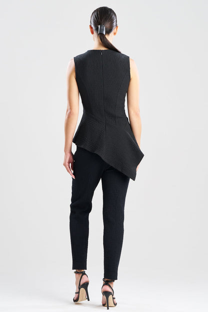 Textured Cotton Jacquard Asymmetric Top Black