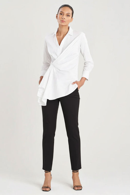 Buy Cotton Poplin Side Drape Shirt in White Online White