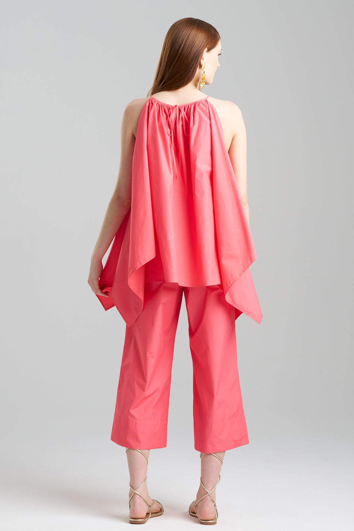 Techno Poplin Handkerchief Top Vivid Coral