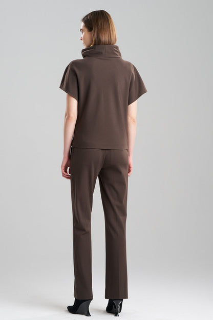 Buy Compact Knit Wedge Funnel Top in Espresso Online Espresso