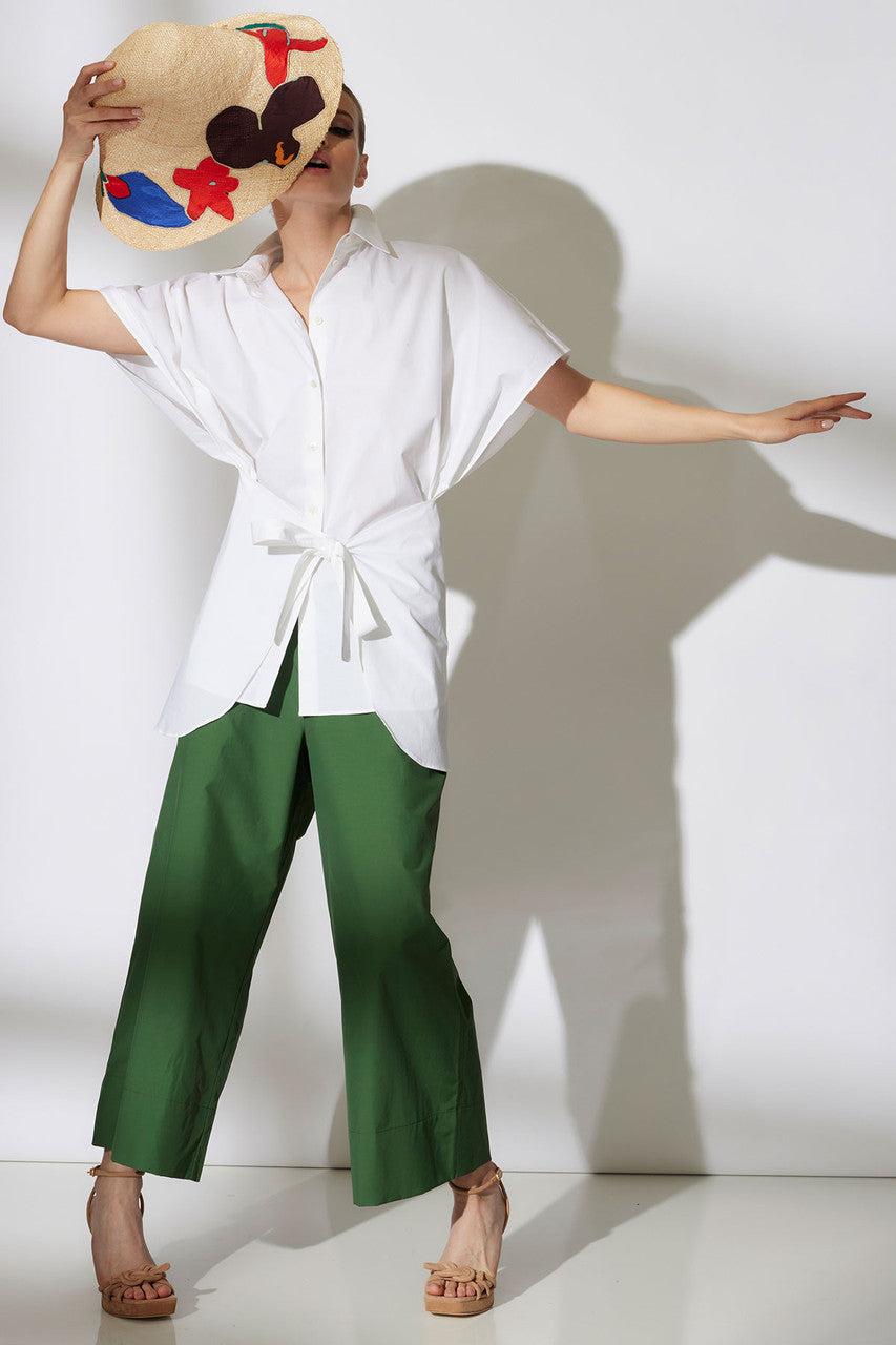 Buy Cotton Poplin Kimono Wrap Shirt in White Online White