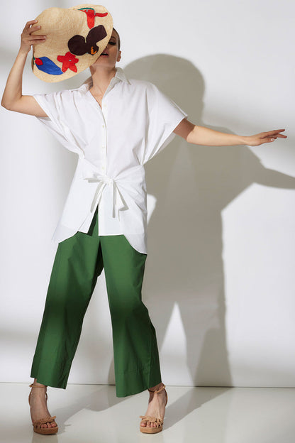Buy Cotton Poplin Kimono Wrap Shirt in White Online White