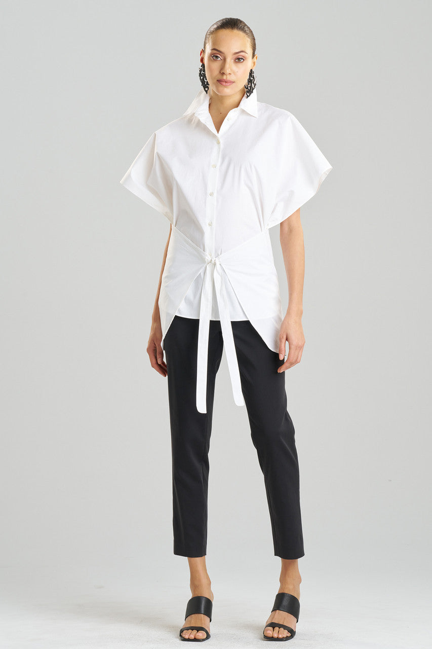 Buy Cotton Poplin Kimono Wrap Shirt in White Online White