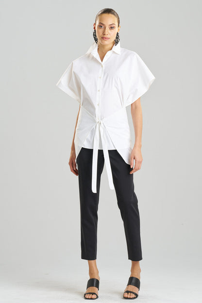 Buy Cotton Poplin Kimono Wrap Shirt in White Online White