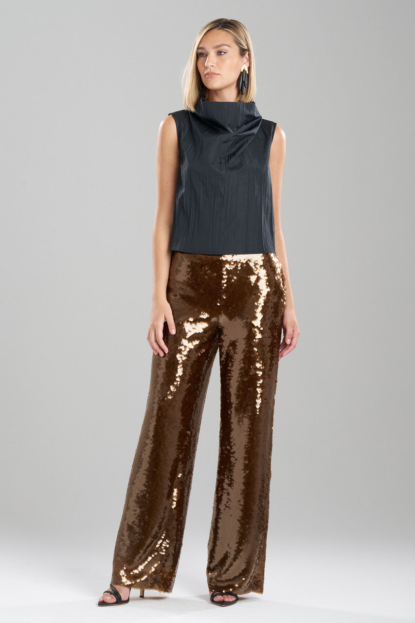 Buy Taffeta Plisse Cowl Top in Black Online Black