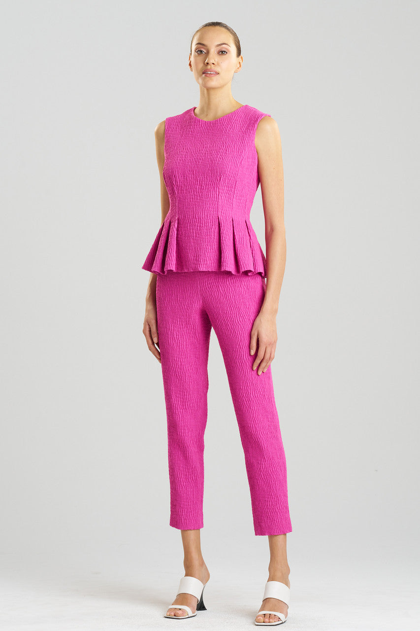 Buy Textured Cotton Jacquard Peplum Top in Bright Berry Online Bright Berry