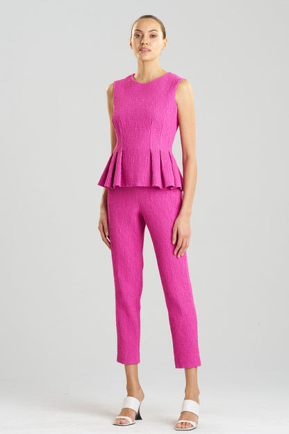 Buy Textured Cotton Jacquard Peplum Top in Bright Berry Online Bright Berry