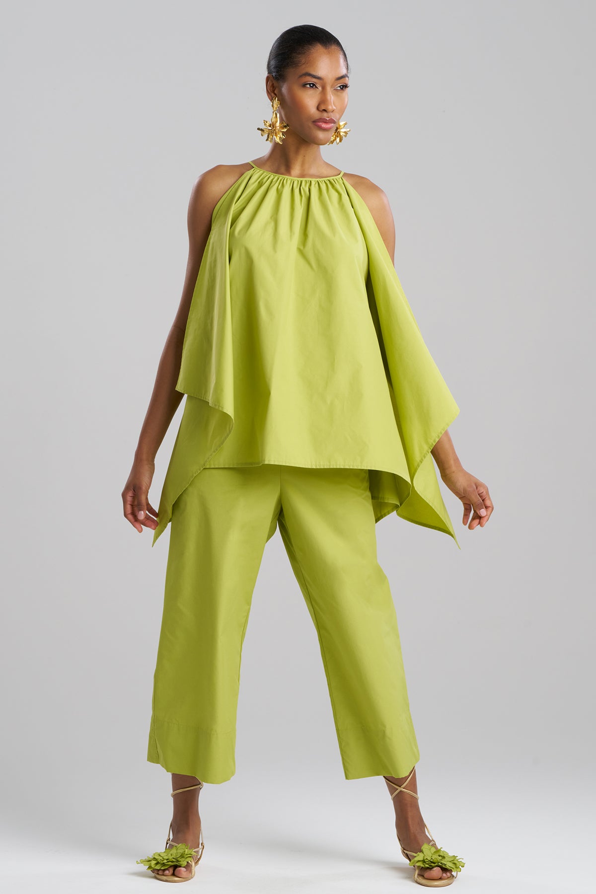 Techno Poplin Handkerchief Top Pear
