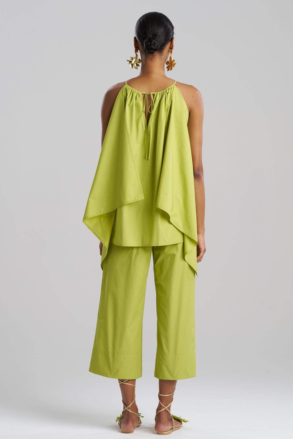 Techno Poplin Handkerchief Top Pear