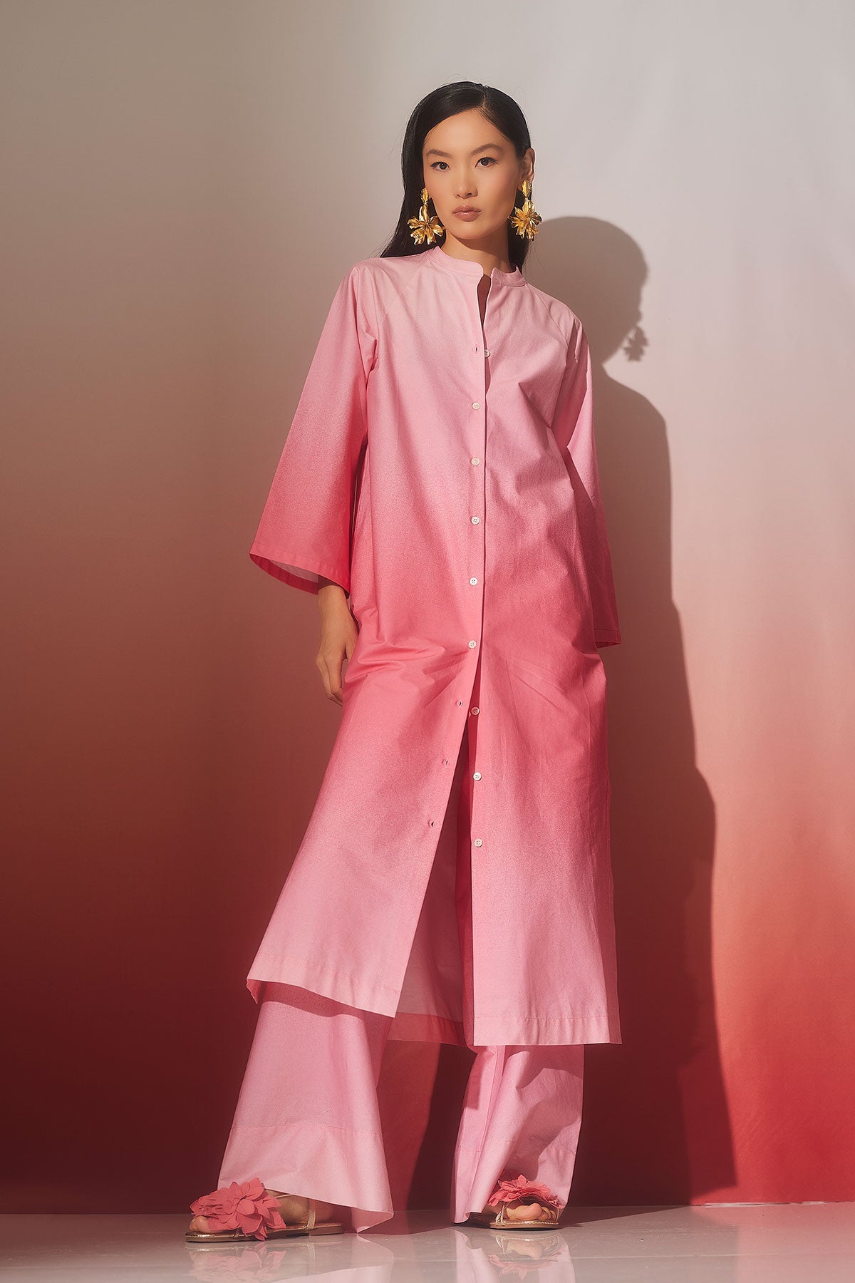 Akari Cotton Mandarin Tunic Flamingo