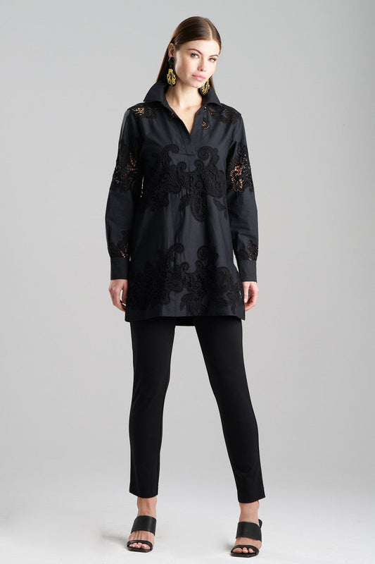 Buy Madeira Cutwork Embroidered Tunic Shirt in Black Online Black