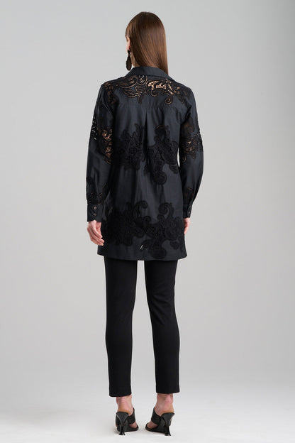 Buy Madeira Cutwork Embroidered Tunic Shirt in Black Online Black