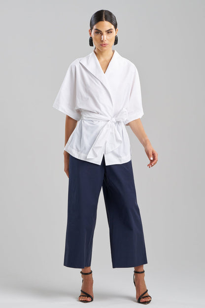 Techno Poplin Wrap Top White