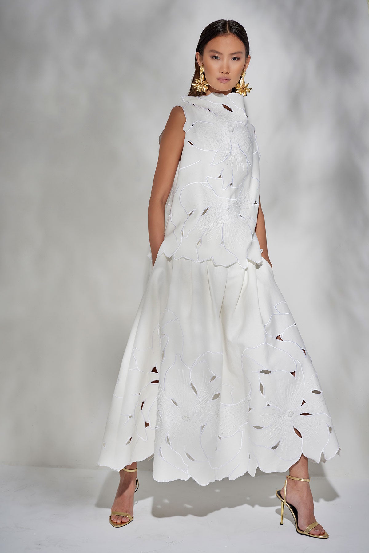 Couture Canvas Embellished Top White
