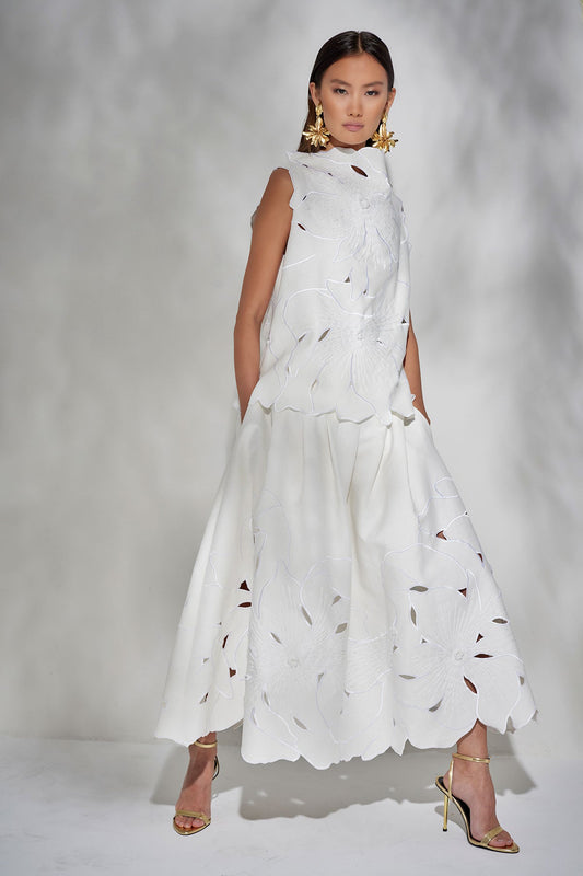 Couture Canvas Embellished Top White
