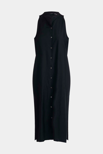 Cotton Silk Twill Sleeveless Tunic Black