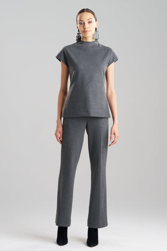 Double Jersey Funnel Neck Top Charcoal
