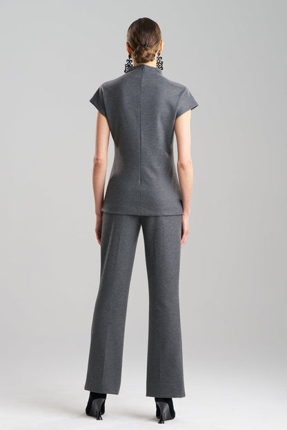 Double Jersey Funnel Neck Top Charcoal