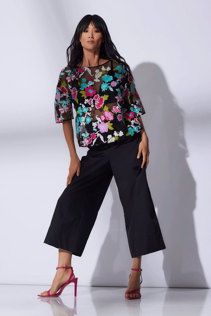 Buy Tangier Embroidered Tulle Top in Black Multi Online Black Multi