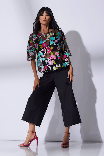 Buy Tangier Embroidered Tulle Top in Black Multi Online Black Multi