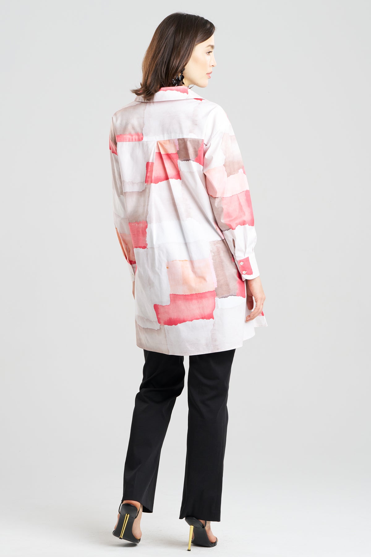 Chiyo Cotton Oversized Shirt Coral Combo
