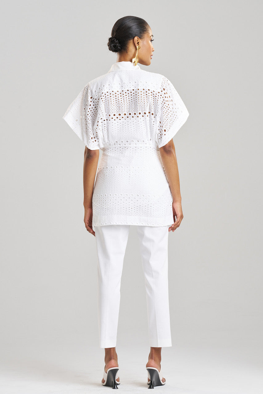 Buy Round Eyelet Kimono Wrap Shirt in White Online White