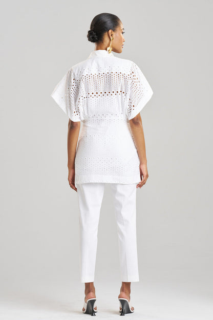 Buy Round Eyelet Kimono Wrap Shirt in White Online White