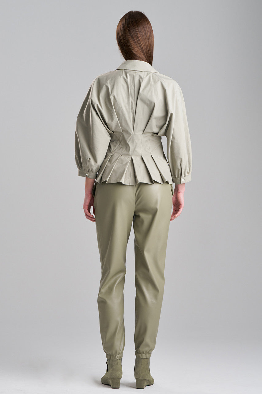 Buy Tech Cotton Taffeta Pleated Shirt in Light Sage Online Light Sage