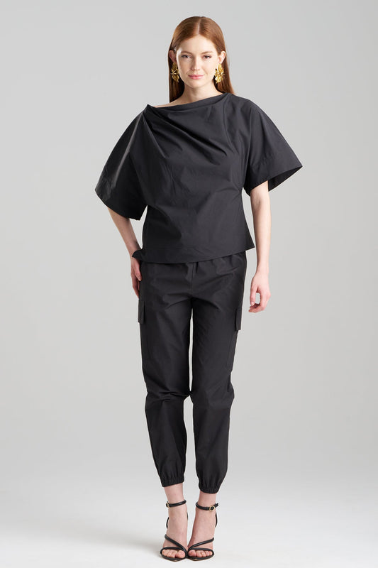 Buy Tech Cotton Taffeta Origami Top in Black Black
