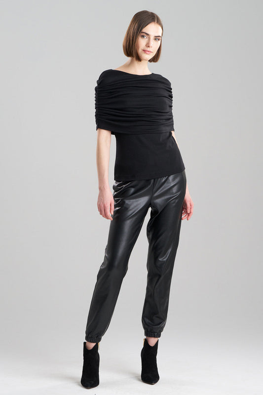 Buy Layering Jersey Rouched Top in Black Online Black