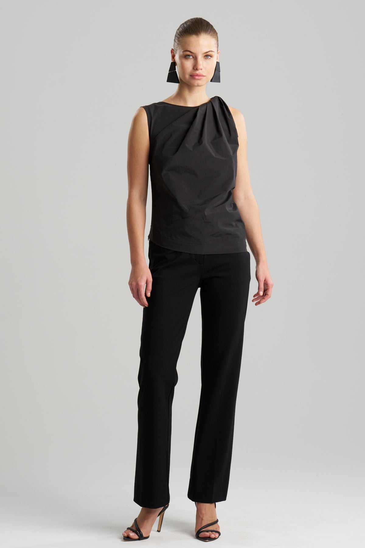 Techno Poplin Origami Top Black