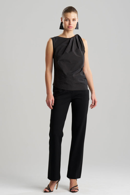 Techno Poplin Origami Top Black