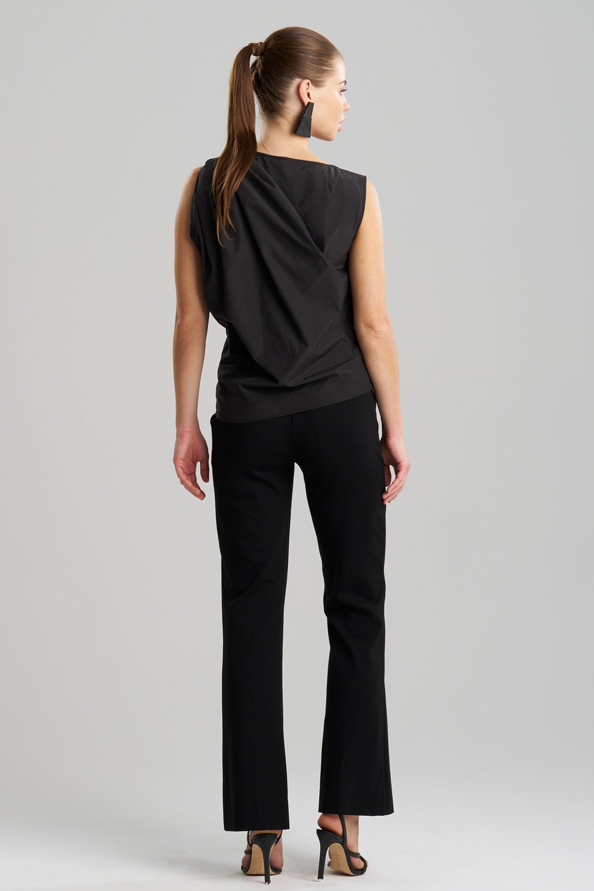 Techno Poplin Origami Top Black