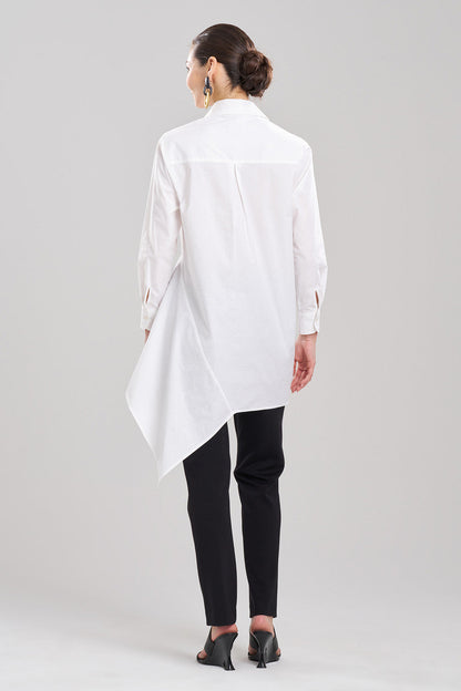 Buy Cotton Poplin Asymmetrical Flounce Shirt in White Online White