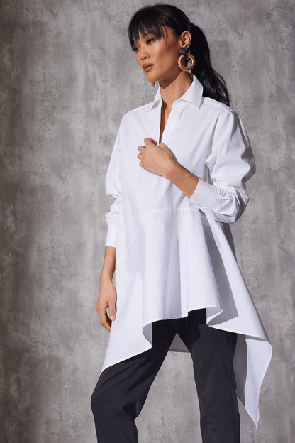 Buy Cotton Poplin Asymmetrical Flounce Shirt in White Online White