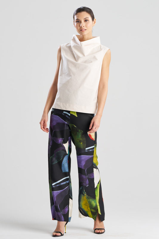 Tech Cotton Taffeta Funnel Neck Top Ivory