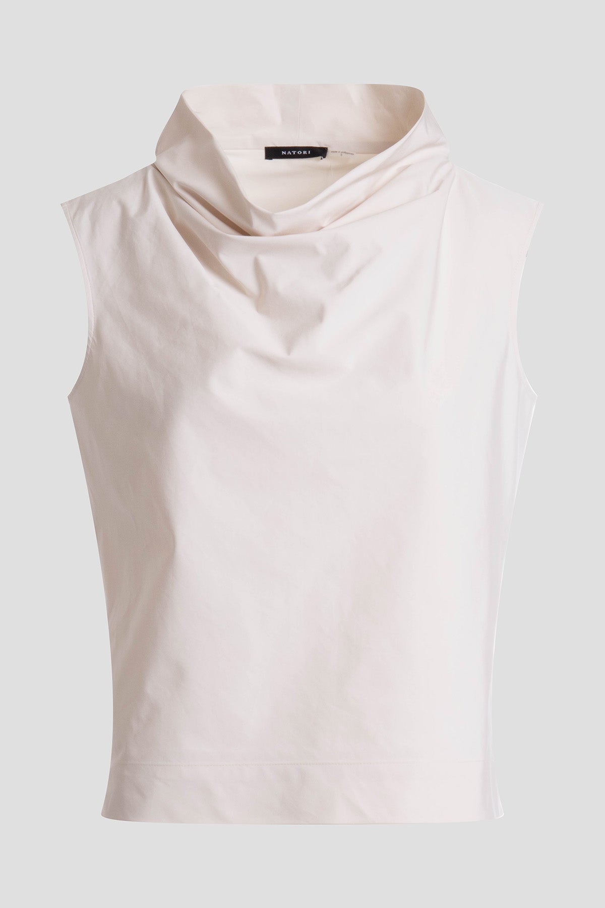 Tech Cotton Taffeta Funnel Neck Top Ivory