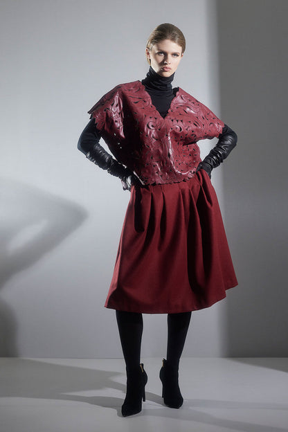 Buy Vegan Luxe Lambskin Cut Out Top in Brick Online Brick
