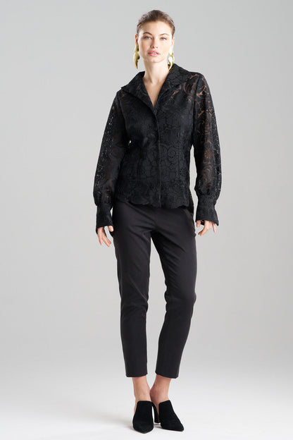 Buy Mantilla Lace Button Down Shirt in Black Online Black