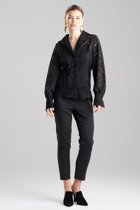 Buy Mantilla Lace Button Down Shirt in Black Online Black
