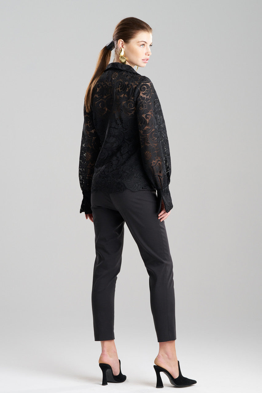 Buy Mantilla Lace Button Down Shirt in Black Online Black