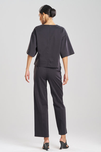 Buy Cotton Chino Embroidered Top in Black Online Black