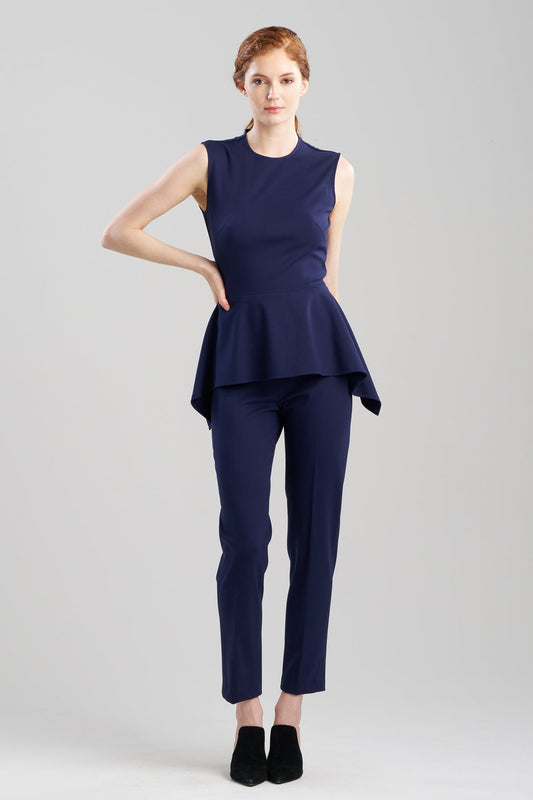 Compact Knit Peplum Top Midnight Navy