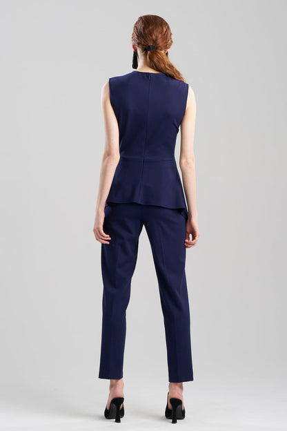 Compact Knit Peplum Top Midnight Navy