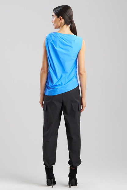 Techno Poplin Origami Top Aster Blue