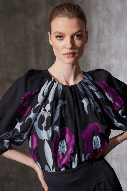 Buy Suzani Jacquard Top in Black Multi Online Black Multi