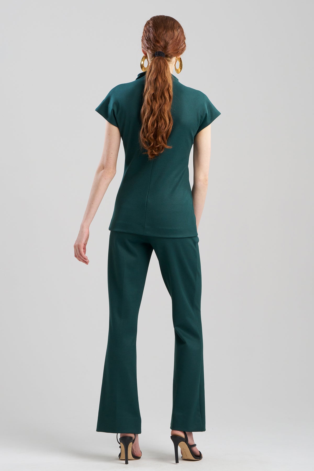 Double Jersey Funnel Neck Top Bottle Green
