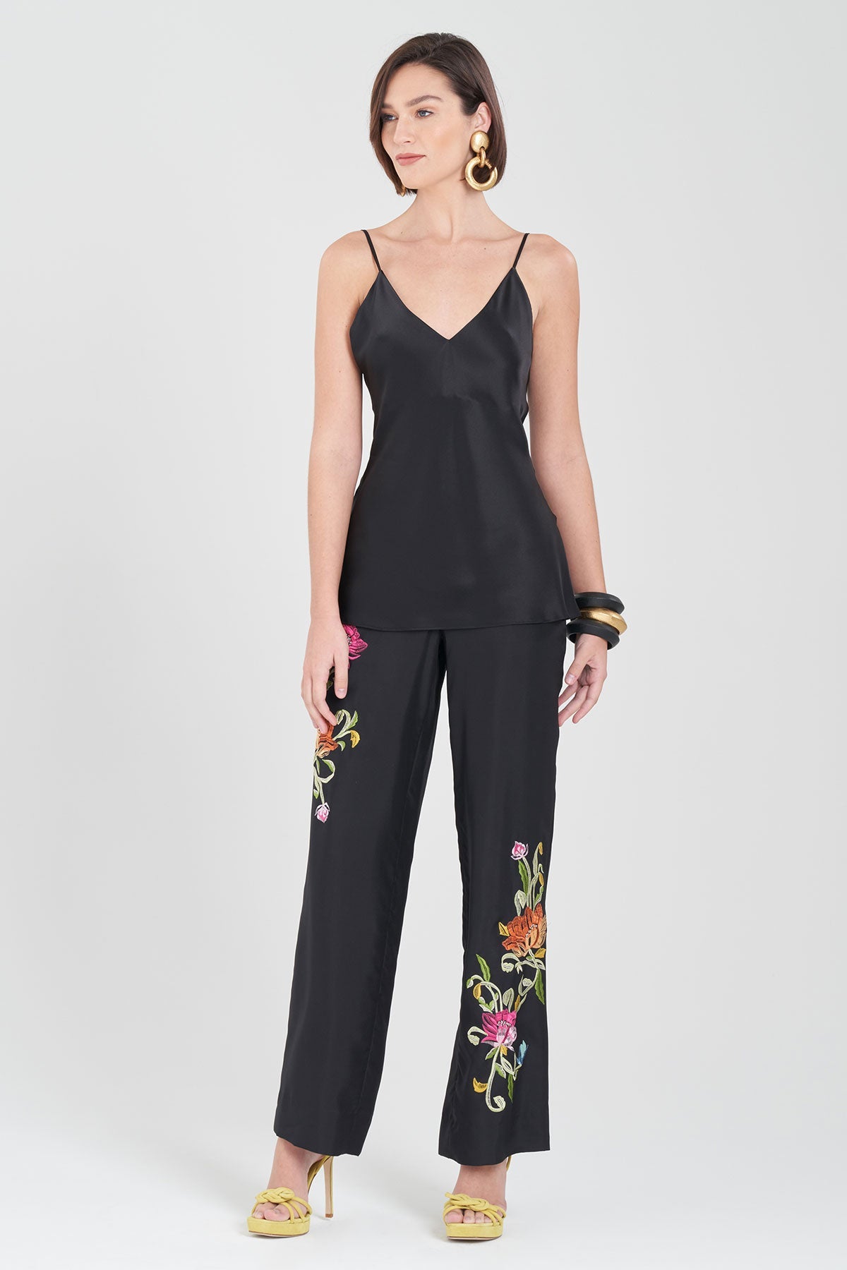 Key Essentials V-Neck Silk Cami Black